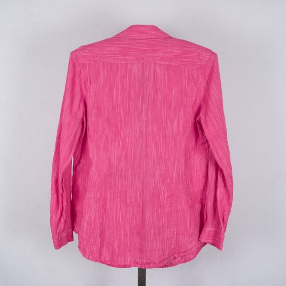 Coldwater Creek Women's 100% Linen Top MEDIUM Colorful Pink Beach Coastal Casual - Picture 6 of 8